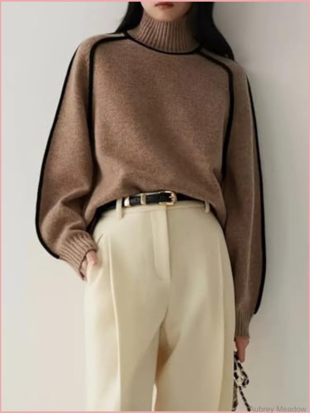 Oversized Chunky Mock Neck Turtleneck Sweater Pullover - Picture 3 of 6